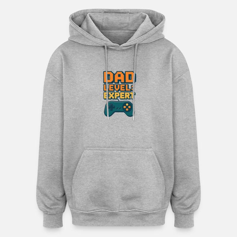 Dad Level: Expert – Controller - Oversized Unisex Hoodie - heather grey