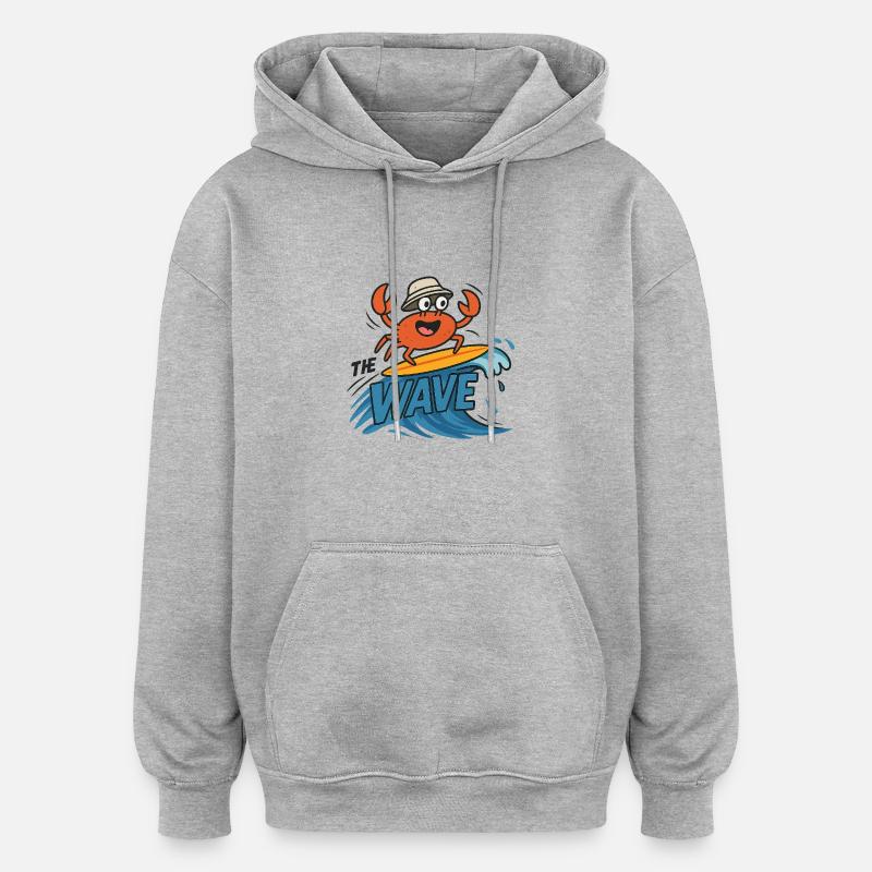 crabe surfeur - Sweat à capuche oversize unisexe - gris chiné
