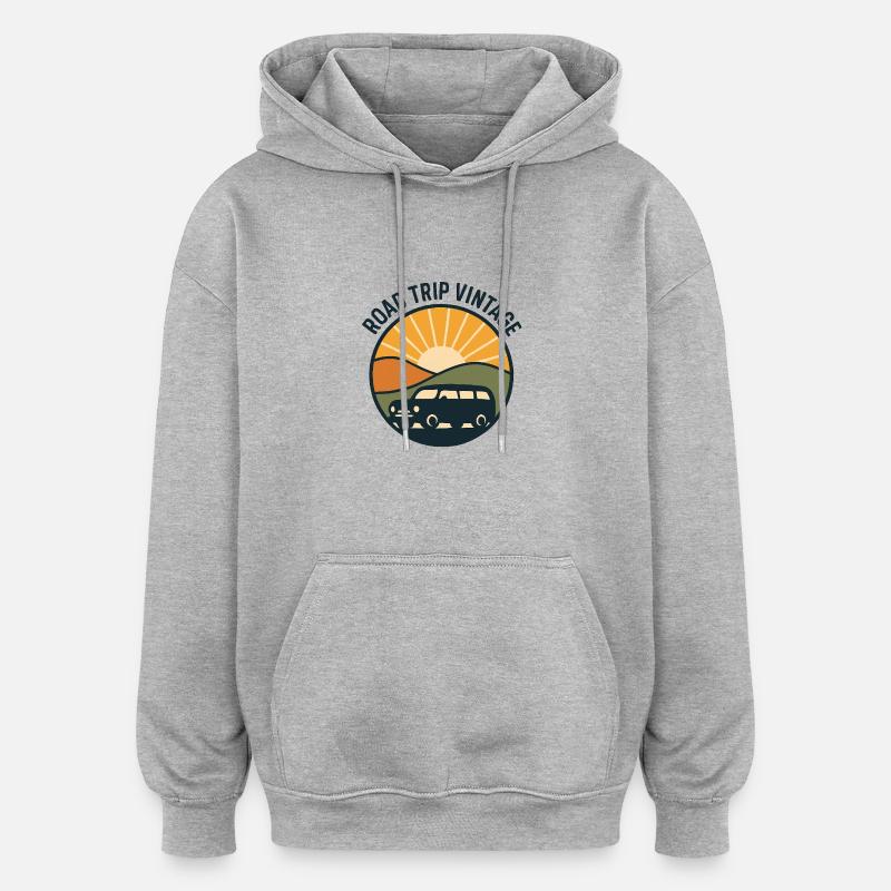 Horizon stylisé & van - Sweat à capuche oversize unisexe - gris chiné