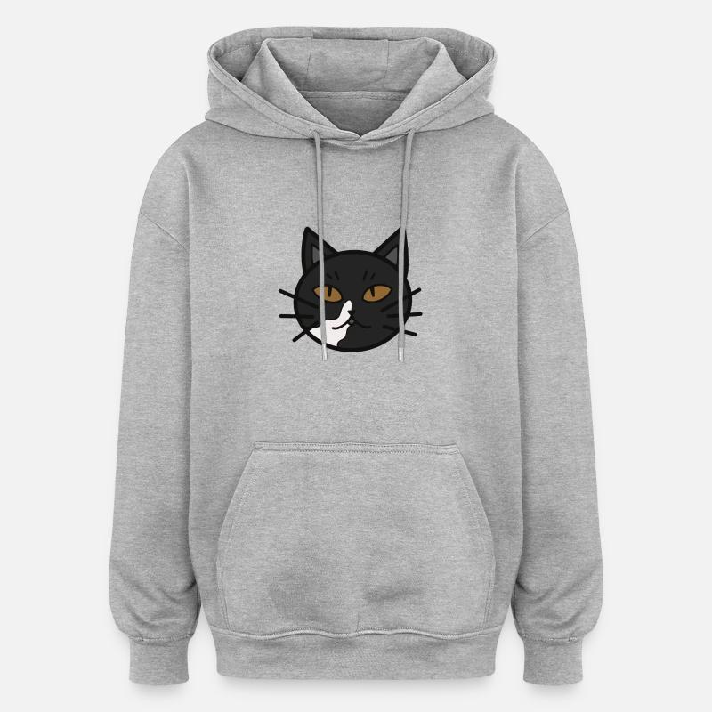 Mao le chat - Sweat à capuche oversize unisexe - gris chiné