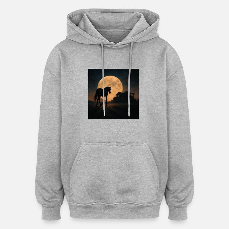 Nuit du cheval - Sweat à capuche oversize unisexe - gris chiné