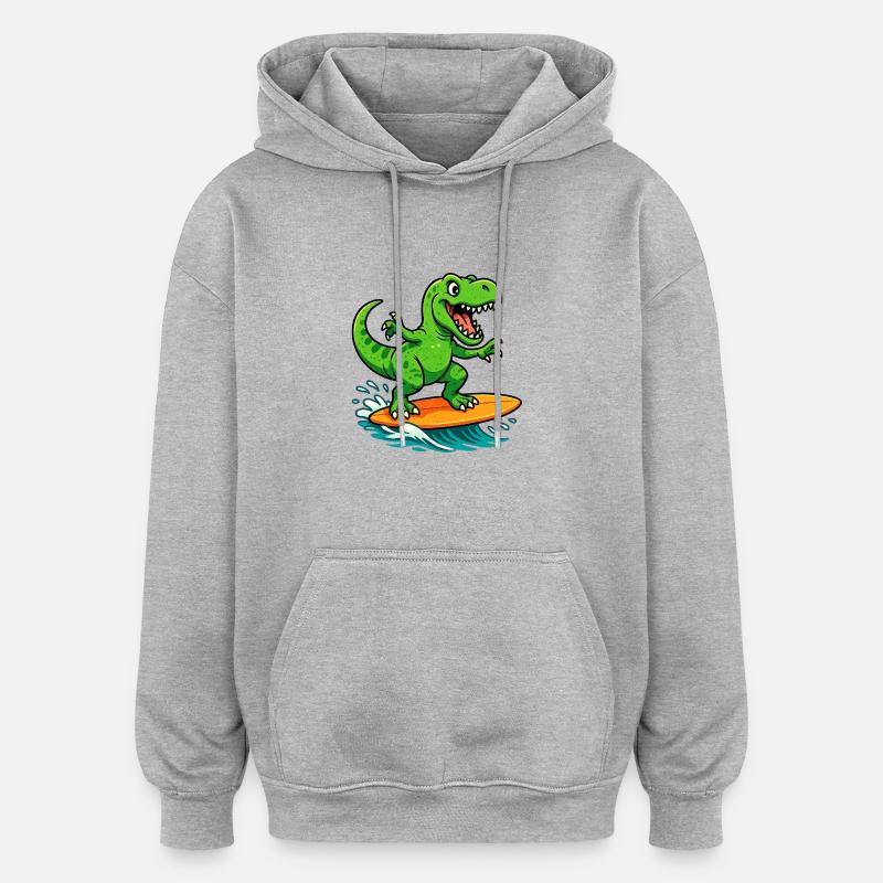 Surf T Rex - Sweat à capuche oversize unisexe - gris chiné