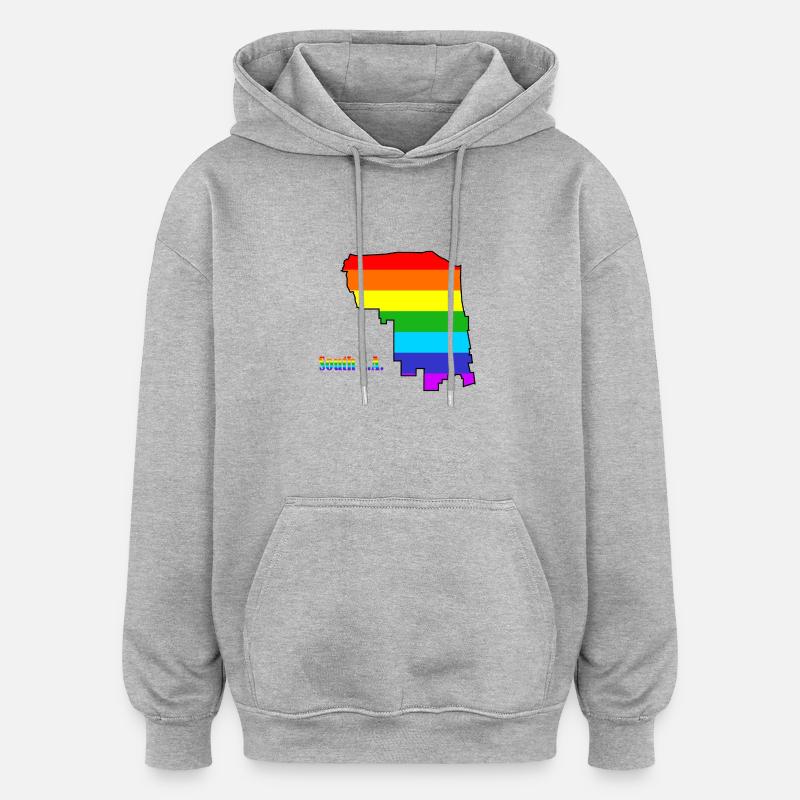 Arc-en-ciel du sud de L.A. - Sweat à capuche oversize unisexe - gris chiné