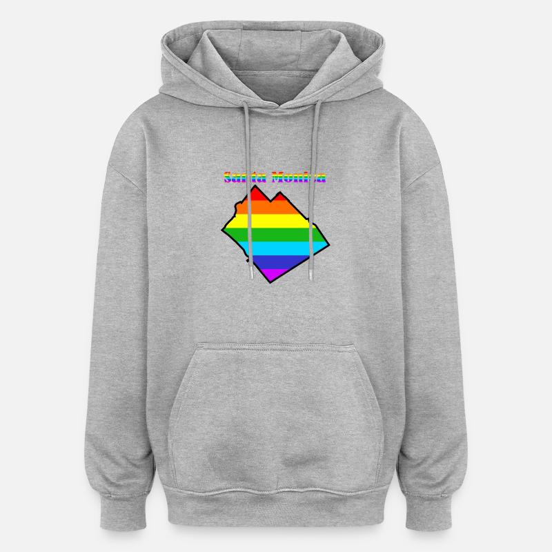 Arc-en-ciel de Santa Monica L.A. - Sweat à capuche oversize unisexe - gris chiné