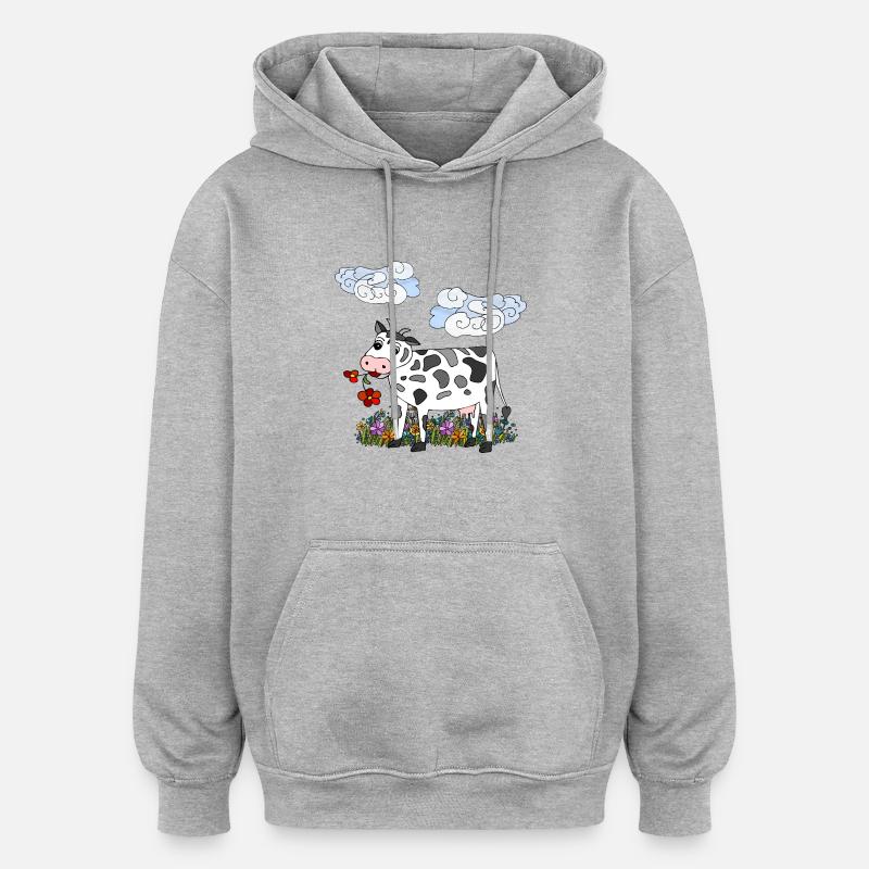 Vache - Sweat à capuche oversize unisexe - gris chiné