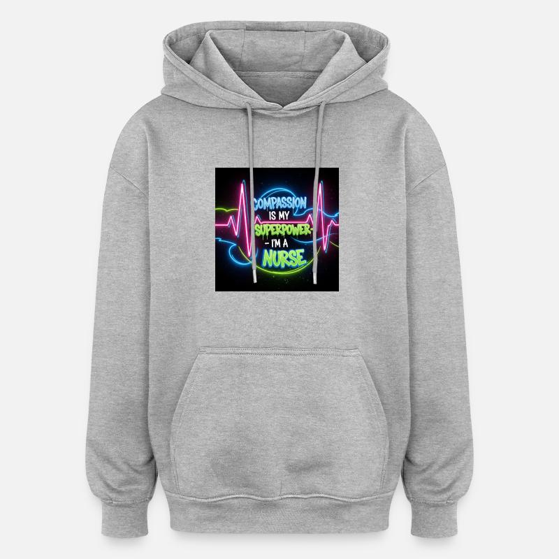 Conceptions d’infirmière en congé - Sweat à capuche oversize unisexe - gris chiné