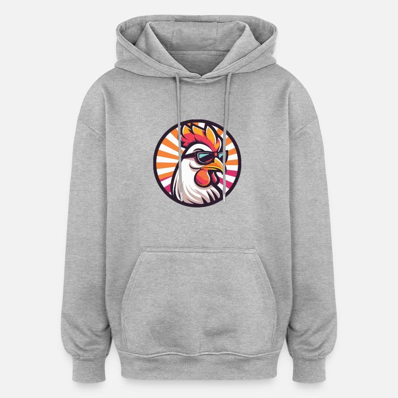 Huhn Comic Cool - Oversized Unisex Hoodie - Grau meliert