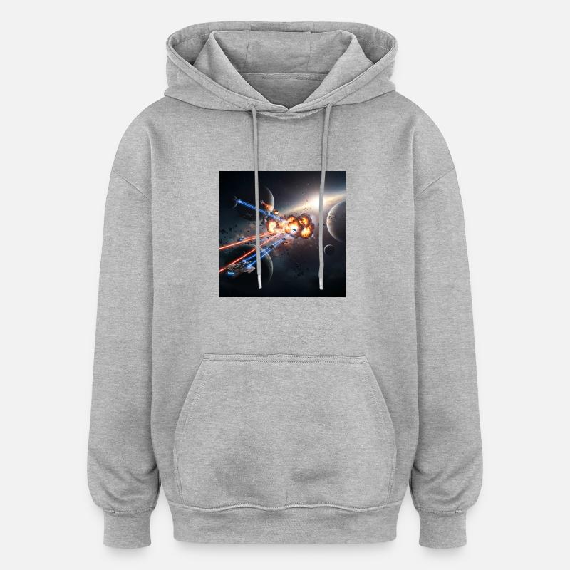 Illusion spatiale futuriste - Sweat à capuche oversize unisexe - gris chiné