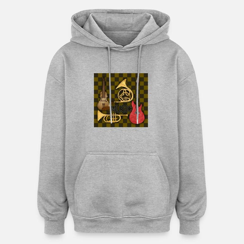 Instruments de musique - Sweat à capuche oversize unisexe - gris chiné