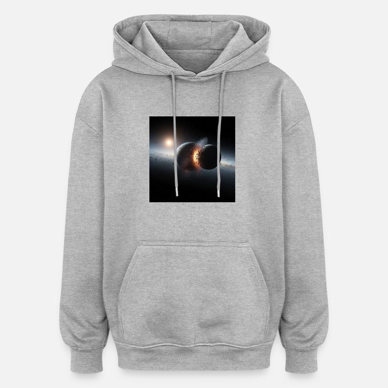 Conception de l’éclipse cosmique - Sweat à capuche oversize unisexe - gris chiné