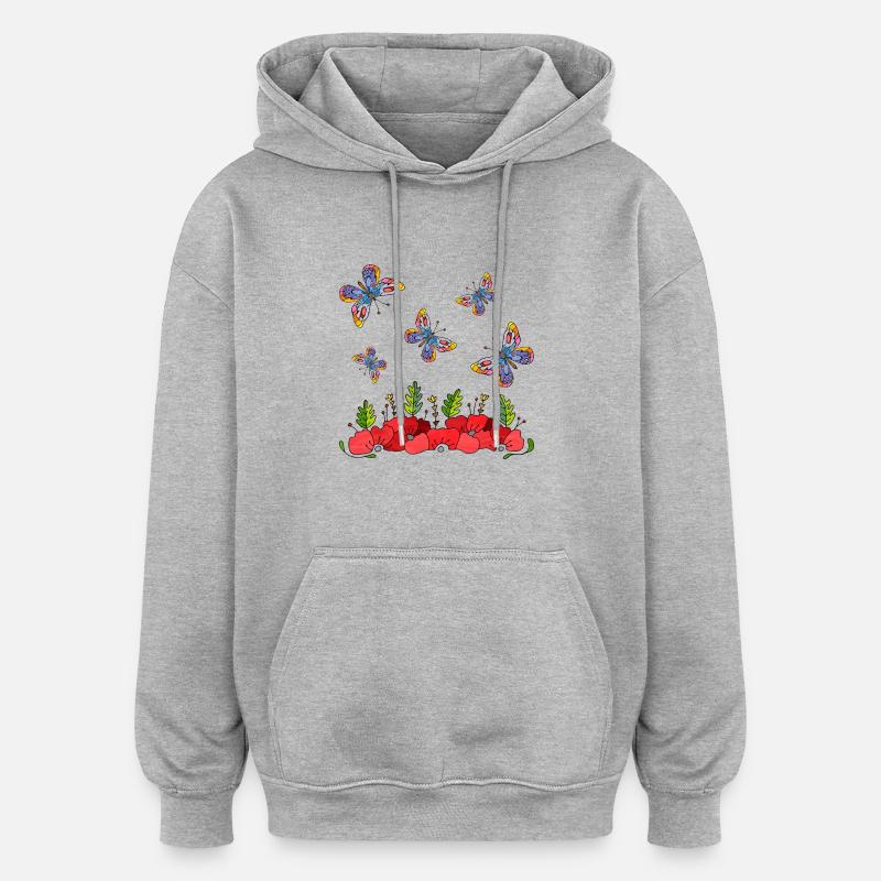 Schmetterlinge - Oversized Unisex Hoodie - Grau meliert