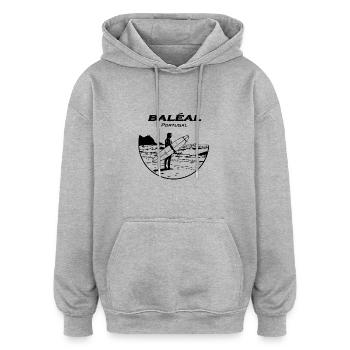 Baleal Portugal Surfer Stempel - Oversized Unisex Hoodie - Grau meliert - Vorne - Noah (186cm)