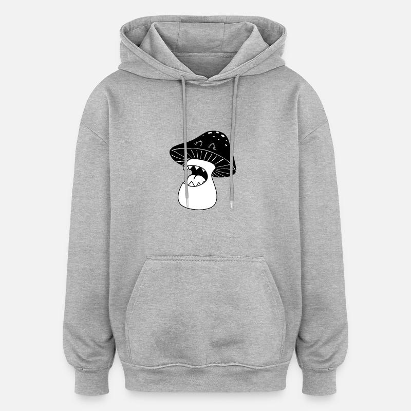 Monstre champignon - Sweat à capuche oversize unisexe - gris chiné