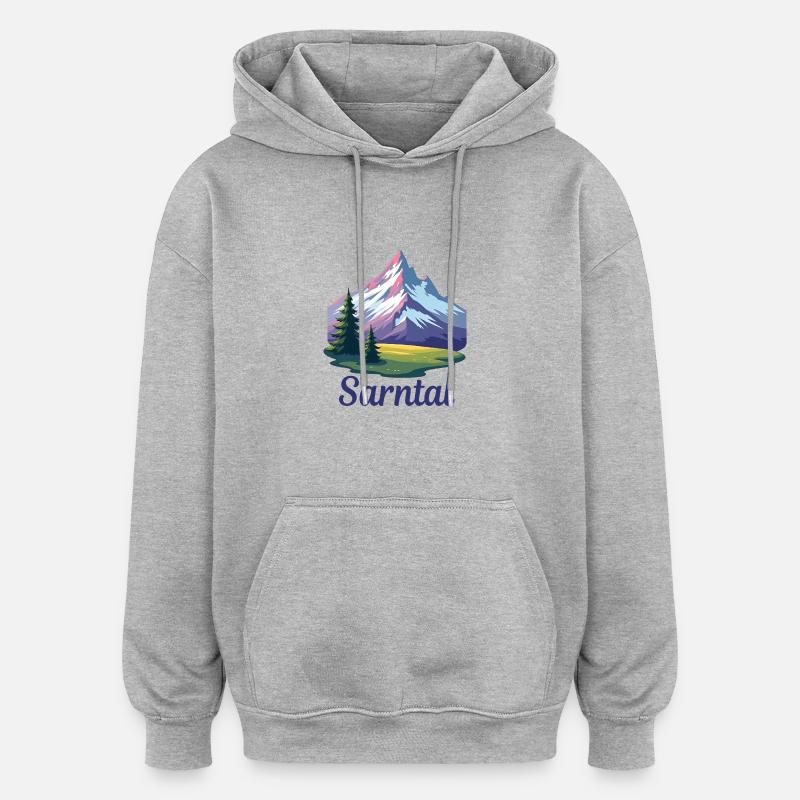 Sarntal - Sweat à capuche oversize unisexe - gris chiné