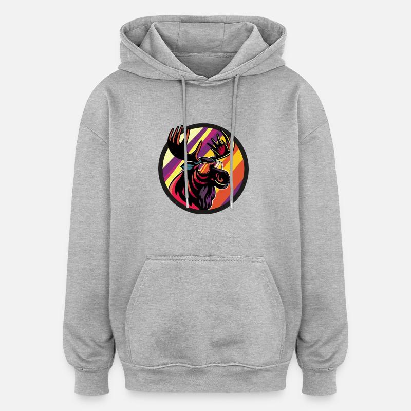 Moose Comic Cool - Oversized Unisex Hoodie - heather grey