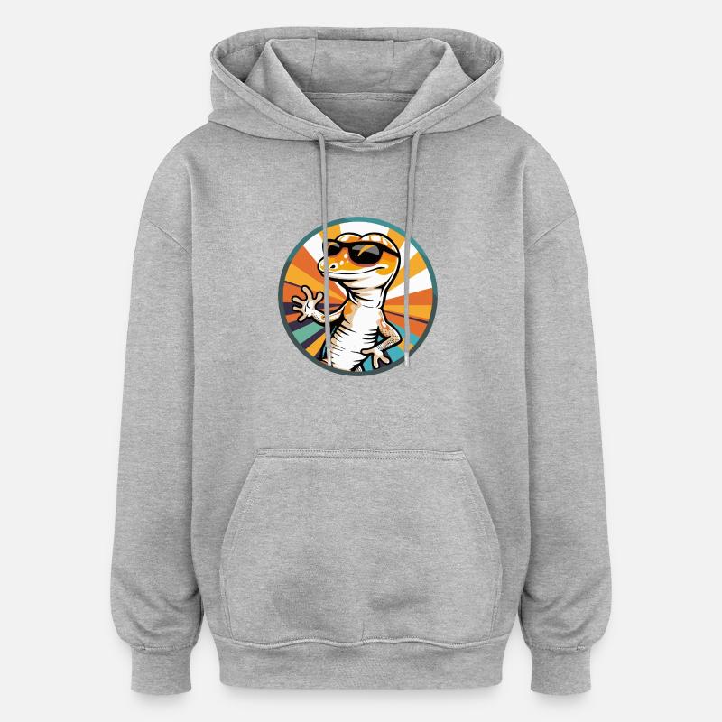Lizard Comic Cool - Oversized Unisex Hoodie - heather grey