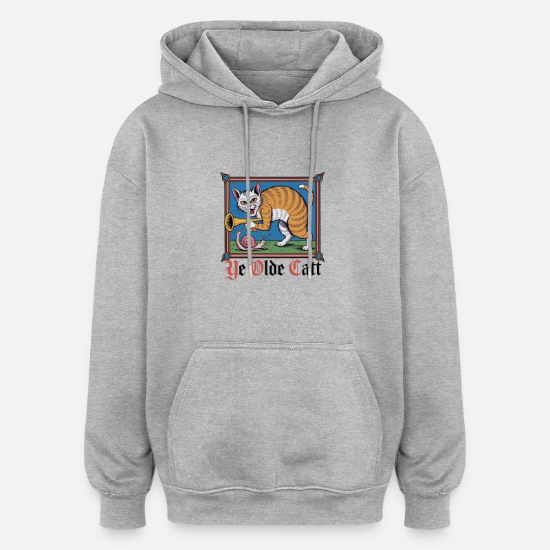 Ye Olde Catt - Sweat à capuche oversize unisexe - gris chiné