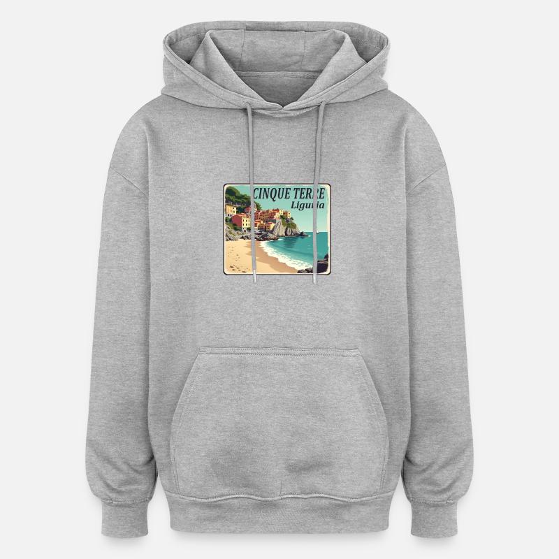 Cinque Terre - Sweat à capuche oversize unisexe - gris chiné