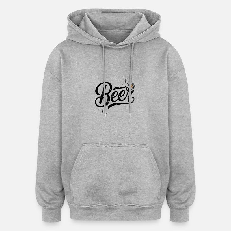 Beer - Cool Beer Logo - Sweat à capuche oversize unisexe - gris chiné