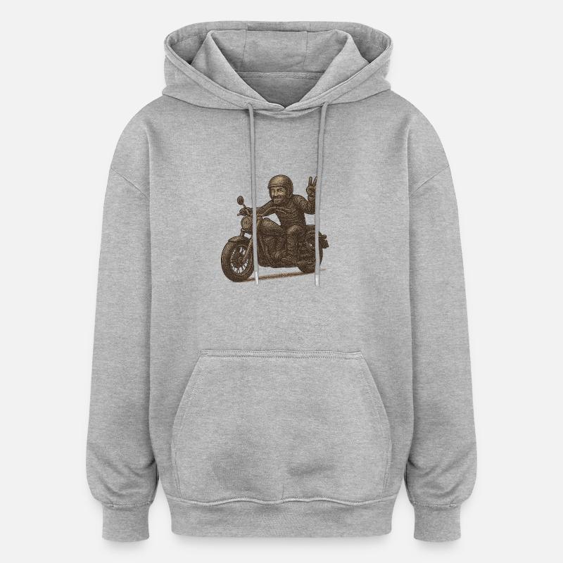Motard 2 - Sweat à capuche oversize unisexe - gris chiné