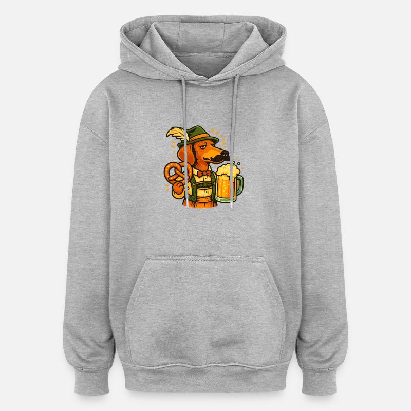 Teckel - Sweat à capuche oversize unisexe - gris chiné