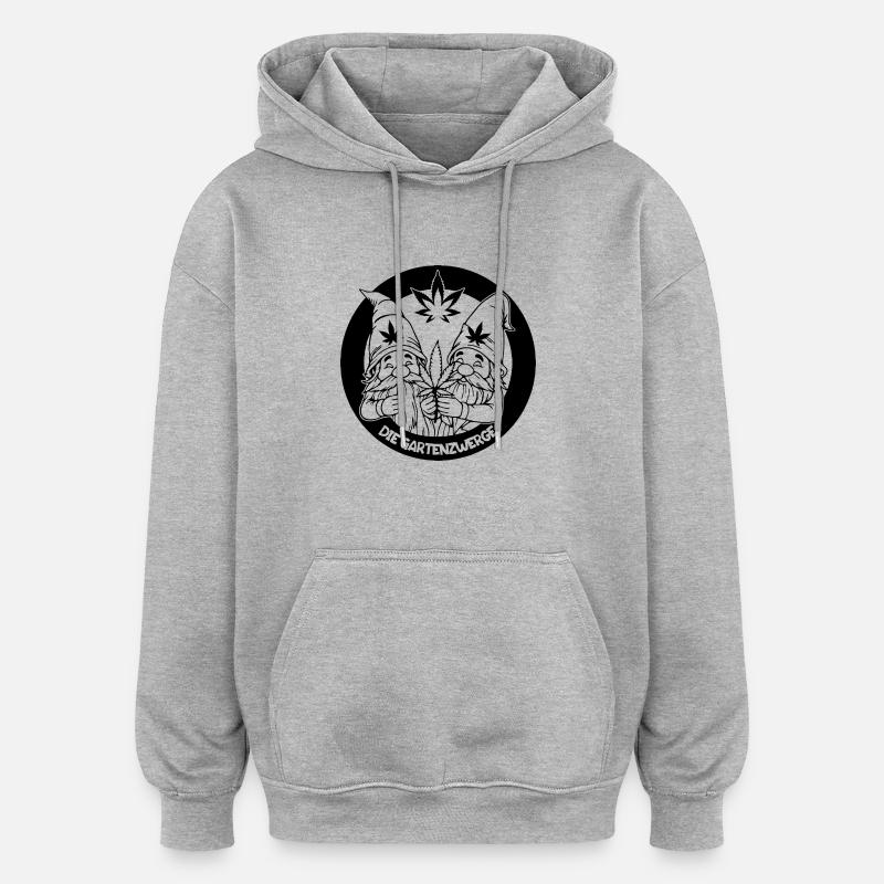 Kiffer Gartenzwerge mit Hanfblatt - Oversized Unisex Hoodie - Grau meliert