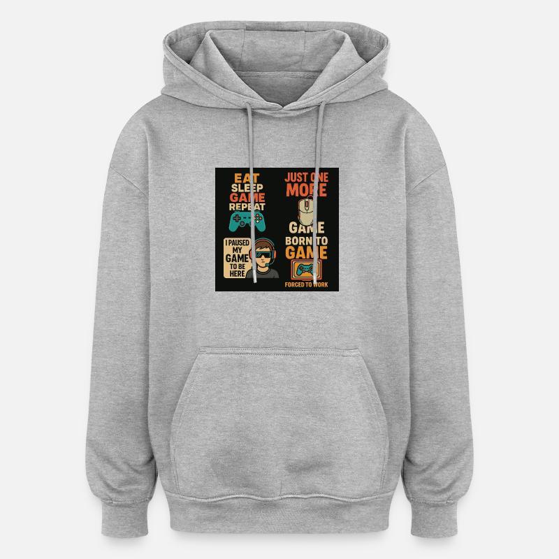 Gamer Life Combo - Sweat à capuche oversize unisexe - gris chiné