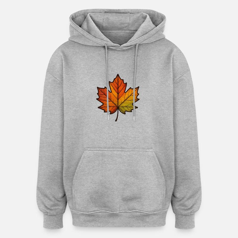 Feuille Automne Feuille d’érable - Sweat à capuche oversize unisexe - gris chiné