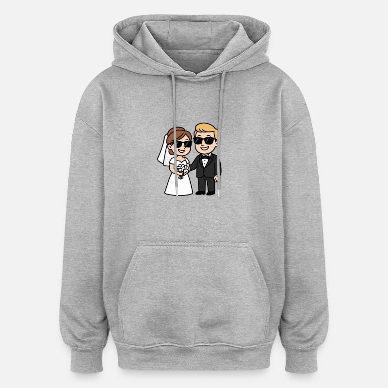 brautpaar ehepaar comic - Oversized Unisex Hoodie - Grau meliert