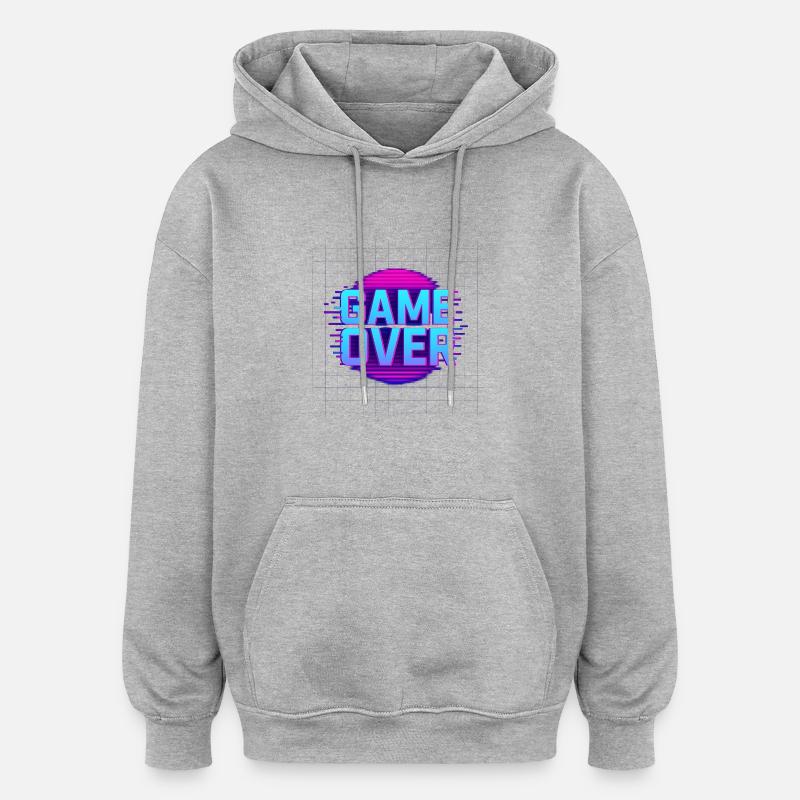 Game Over – Retro Glitch Arcade - Oversized Unisex Hoodie - Grau meliert