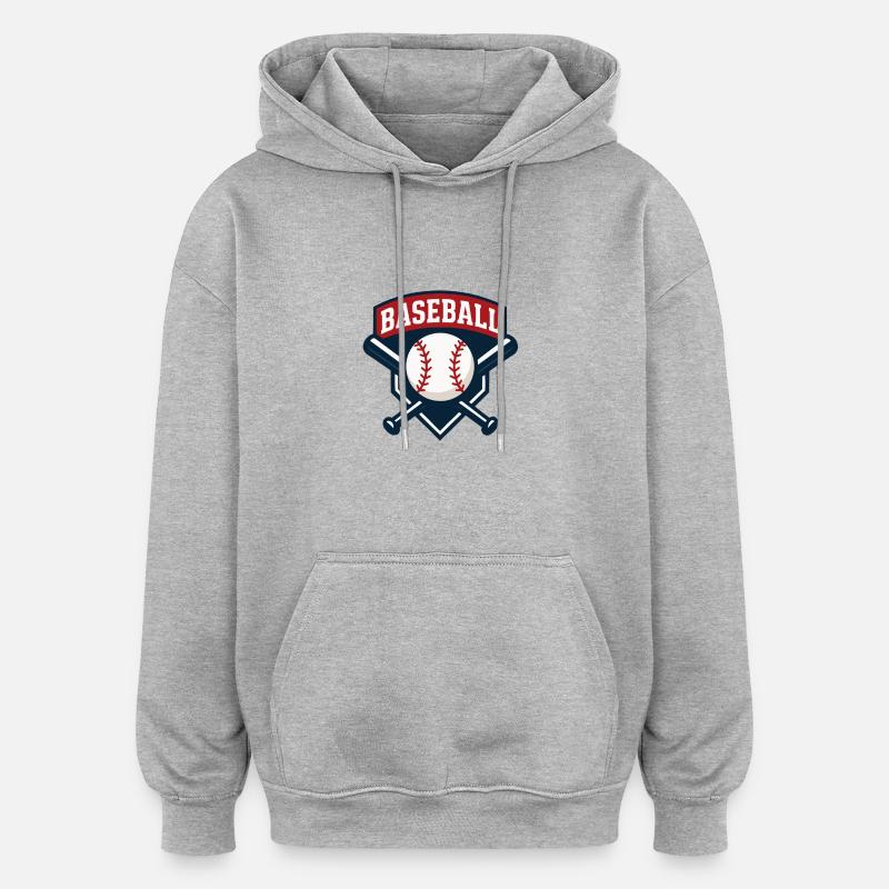 Logo de baseball - Sweat à capuche oversize unisexe - gris chiné