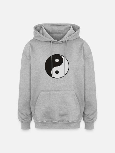 Yin Yang - Oversized Unisex Hoodie - Grau meliert