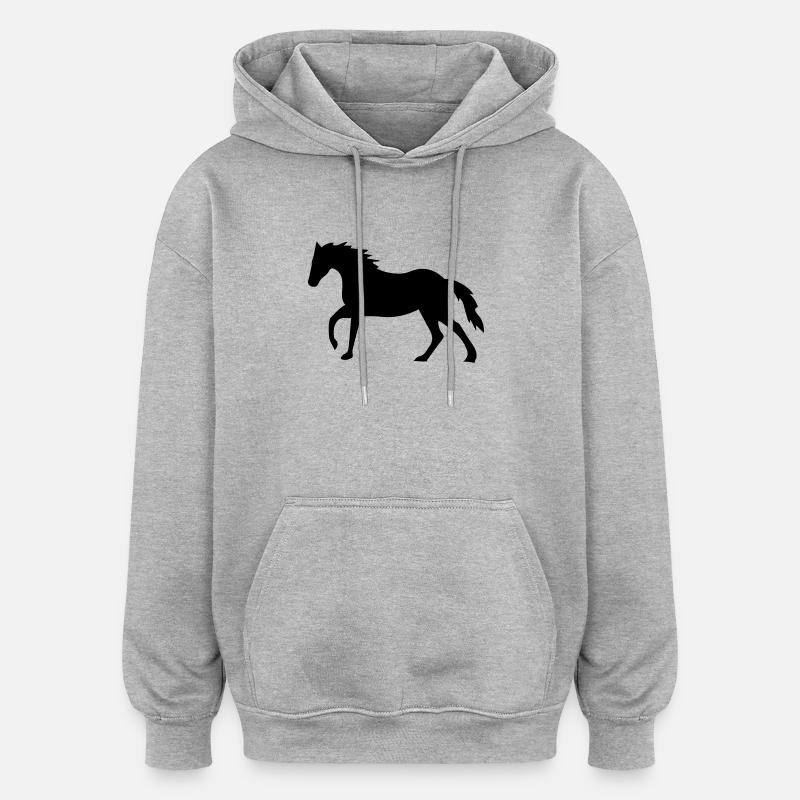 cheval - Sweat à capuche oversize unisexe - gris chiné