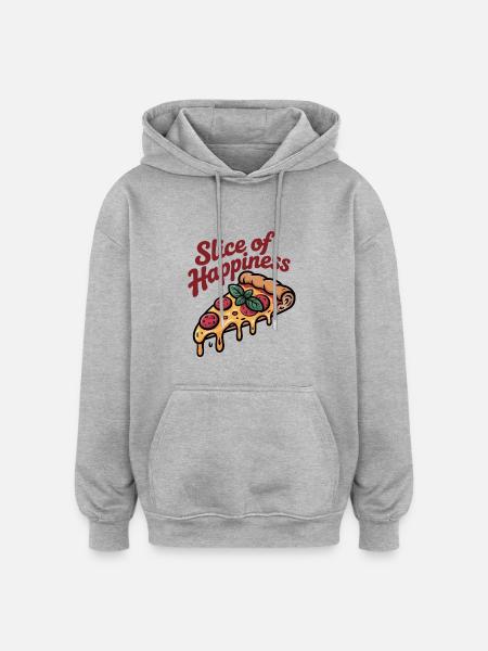 Slice of Happiness - Pizza - Oversized Unisex Hoodie - heather grey