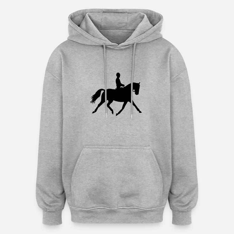 Chevaux,cheval,équitation,poney,cowboy,trot,galop - Sweat à capuche oversize unisexe - gris chiné