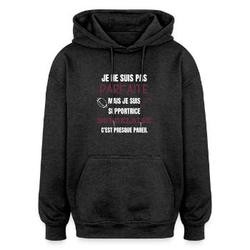 Supportrice Bordelaise Rugby - Sweat à capuche oversize unisexe - charbon - Devant - Noah (186cm)