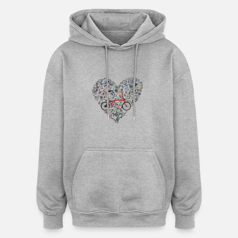 Ich liebe Brompton Bikes - Oversized Unisex Hoodie - Grau meliert