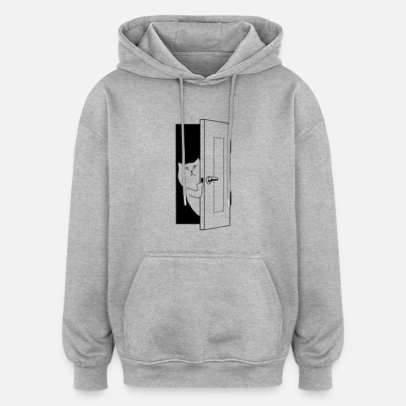 chat - Sweat à capuche oversize unisexe - gris chiné
