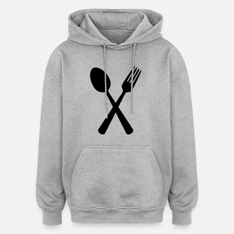Löffel und Gabel - Oversized Unisex Hoodie - Grau meliert