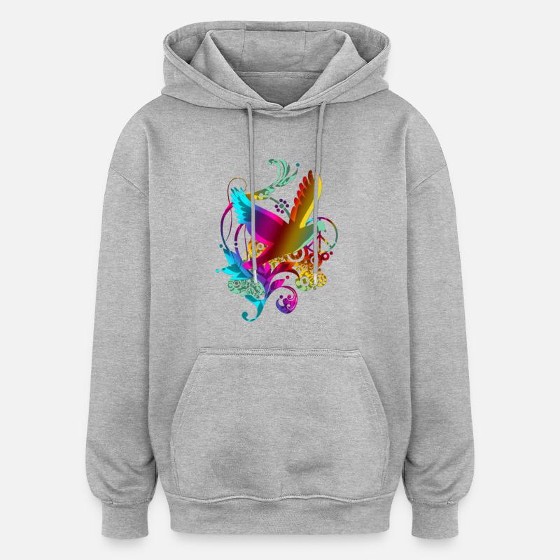 Colombe de la paix - Sweat à capuche oversize unisexe - gris chiné
