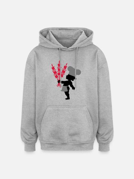 Cupido Koch Shashlik - Oversized Unisex Hoodie - Grau meliert