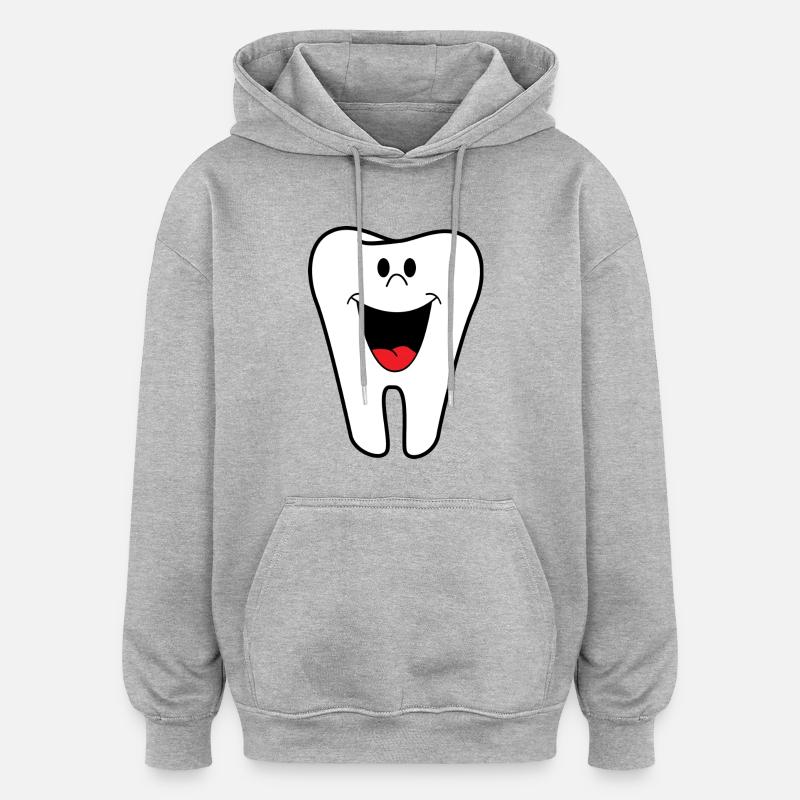 Zahn - Oversized Unisex Hoodie - Grau meliert