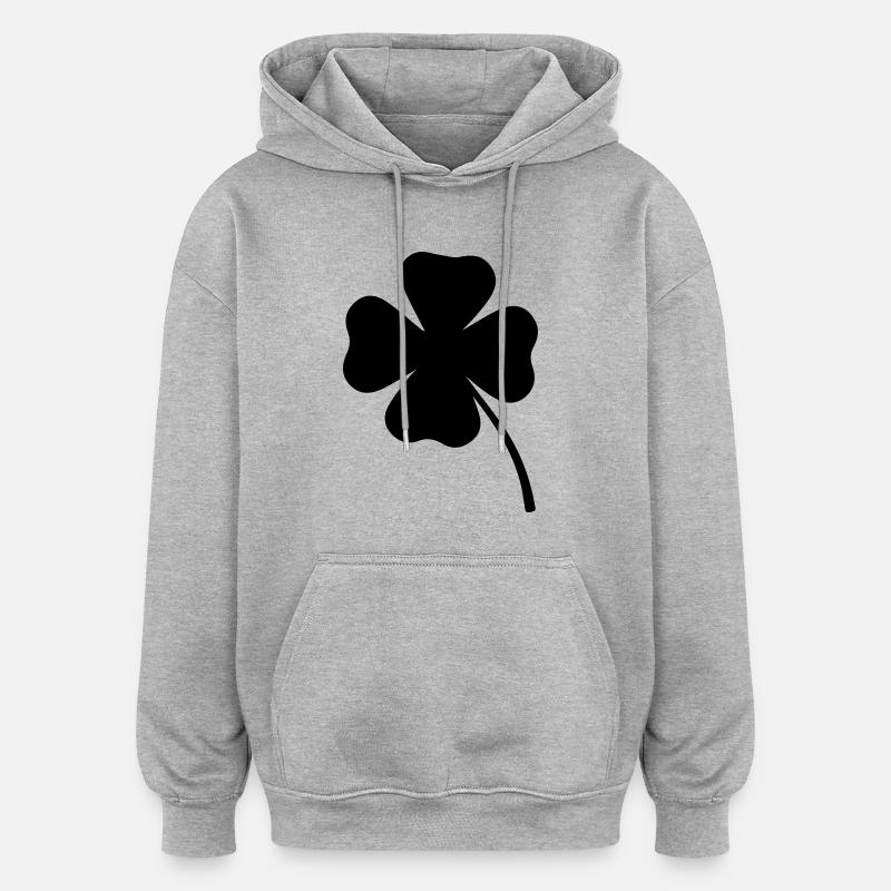 Trèfles - Sweat à capuche oversize unisexe - gris chiné