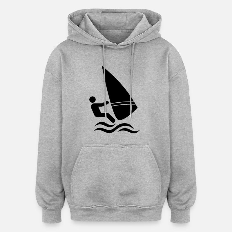 Véliplanchiste - Sweat à capuche oversize unisexe - gris chiné
