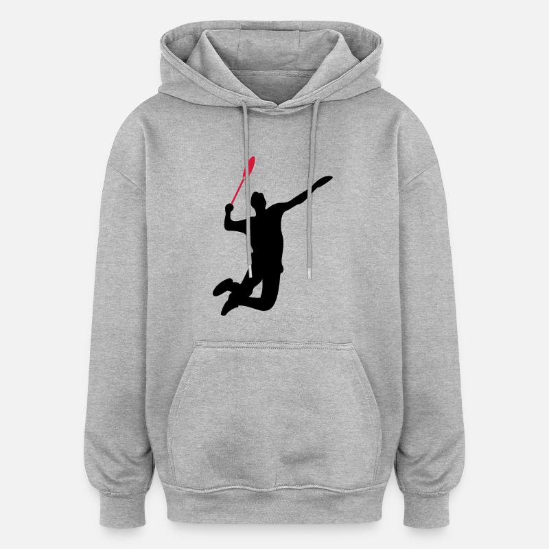 badminton - Sweat à capuche oversize unisexe - gris chiné