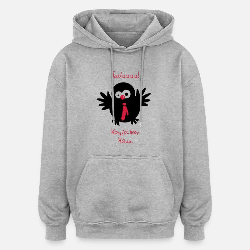 An owl / / Strangely codger. - Oversized Unisex Hoodie - heather grey