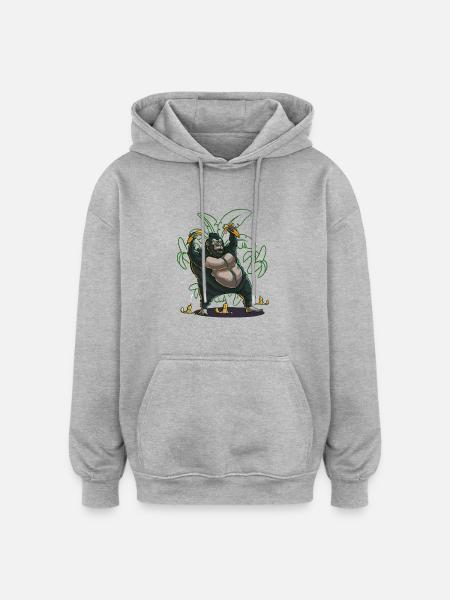 T-Shirt Affe Banane - Oversized Unisex Hoodie - Grau meliert