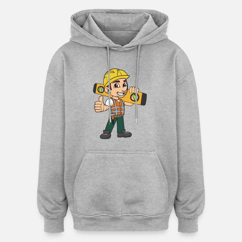 Mason artisan - Sweat à capuche oversize unisexe - gris chiné