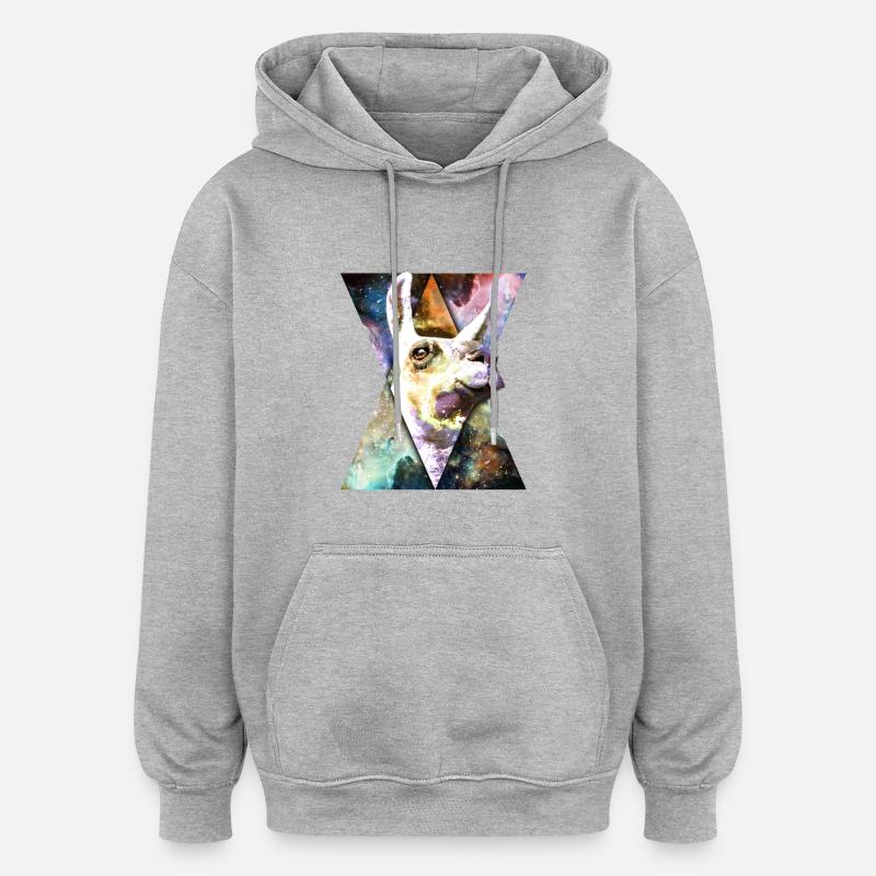 Lamarama dans l'espace - Sweat à capuche oversize unisexe - gris chiné