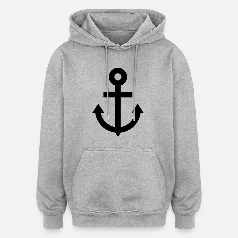 ancre - Sweat à capuche oversize unisexe - gris chiné